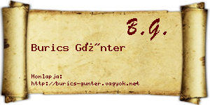 Burics Günter névjegykártya